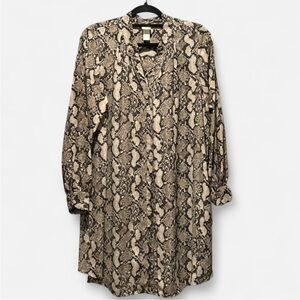 H&M Snake Print Tunic button up- Brown and Cream